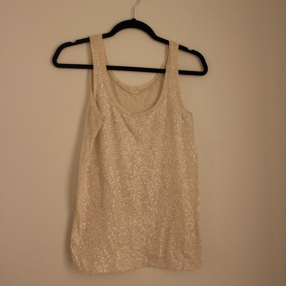 J. Crew Cream Sequin Tank Top